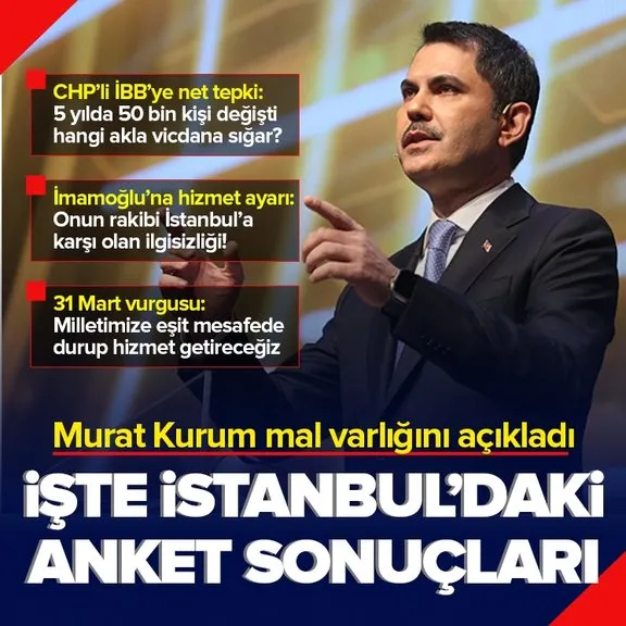 İstanbul Büyükşehir Belediyesi Başkan adayı Murat Kurum’dan önemli açıklamalar! İşte İstanbul’daki son anket sonuçları...