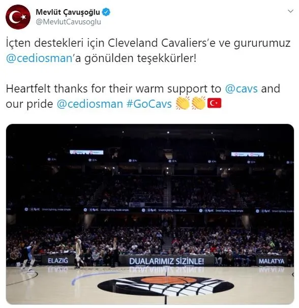 Bakan Mevlüt Çavuşoğlu'ndan Cedi Osman'a Elazığ teşekkürü - 1