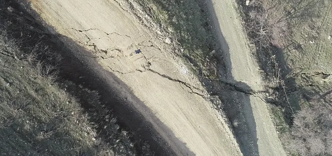 Adıyaman'da felaketin korkutan izi! Dağların arasındaki fay hattı görüntülendi