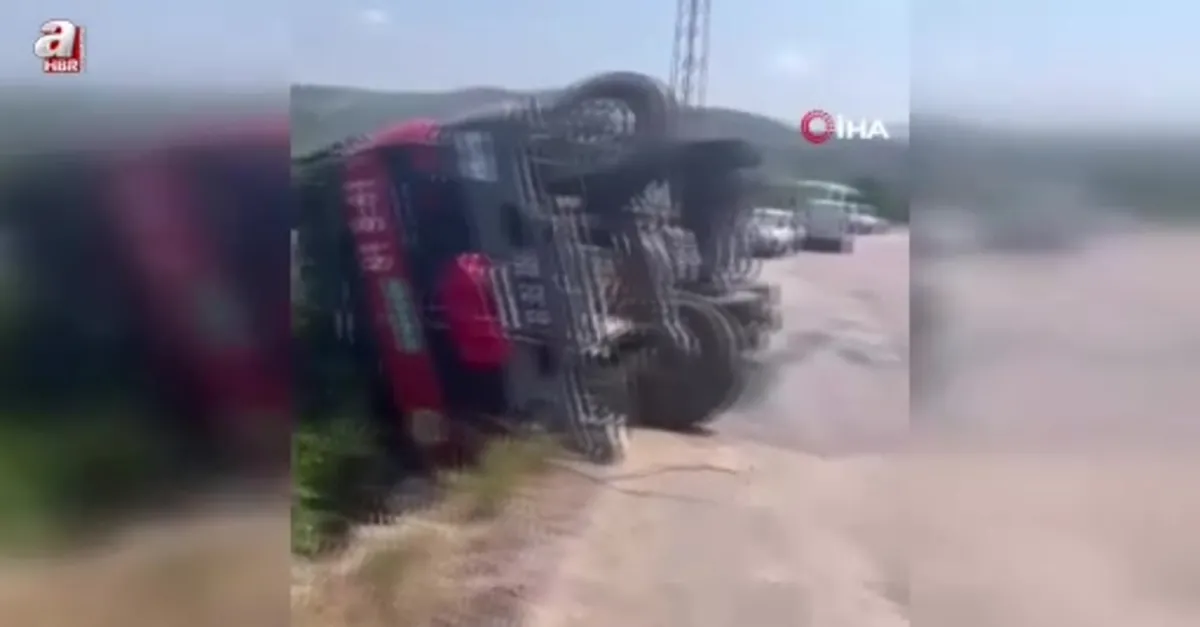 Yangına müdahaleye giden arazöz devrildi
