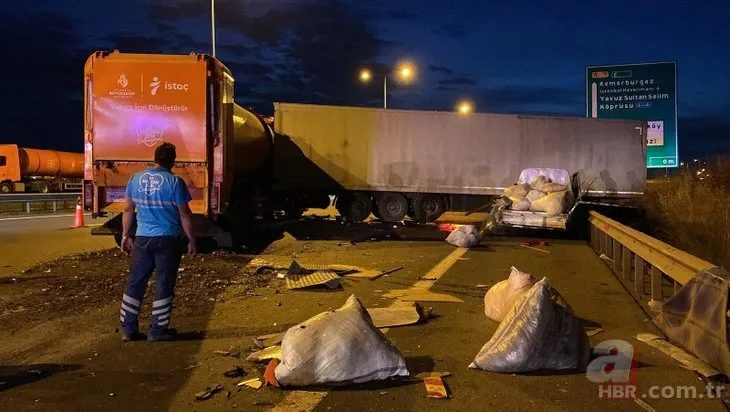 İBB’ye ait İSTAÇ TIRI Kuzey Marmara Otoyolu’nda kaza yaptı! Yaralılar hastaneye kaldırıldı