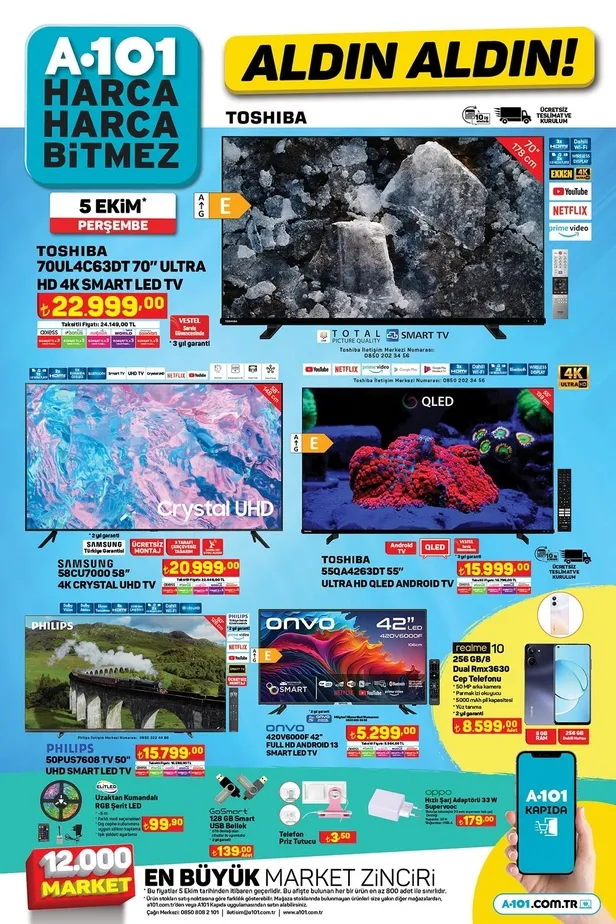 10 Ekim A101 aktüel ürünler kataloğu yayınladı! A101’de 192 TL’ye tereyağı, 90 TL’ye beyaz peynir, 21 TL’ye Kireç Çözücü, 57 TL’ye un 34.50 TL’ye kuru fasulye satılıyor