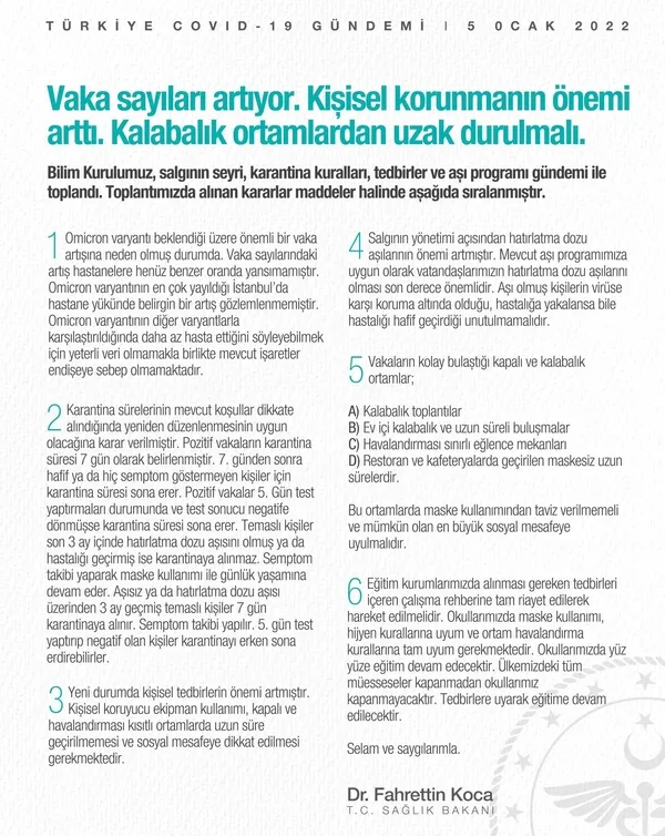 Son dakika: Bilim Kurulu toplantısının ardından yazılı açıklama yapıldı! İşte alınan kararlar - 2