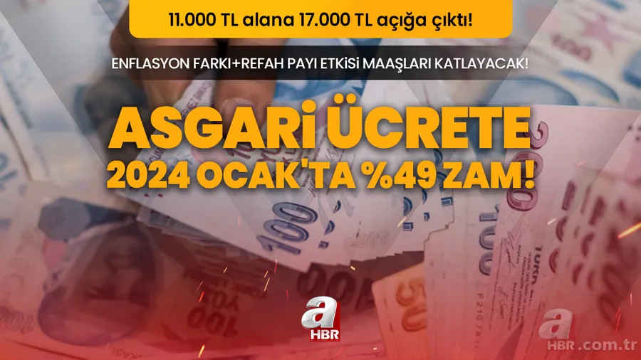 11.000 TL alana 17.000 TL açığa çıktı! Asgari ücreti enflasyon farkı-refah payı etkisi katlayacak! 2024 Ocak'ta %49,09 zam! Net-Brüt evli çocuklu maaş TABLOSU! 1
