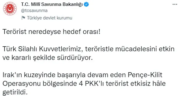 Son dakika: Irak'ın kuzeyinde 4 terörist öldürüldü - 1