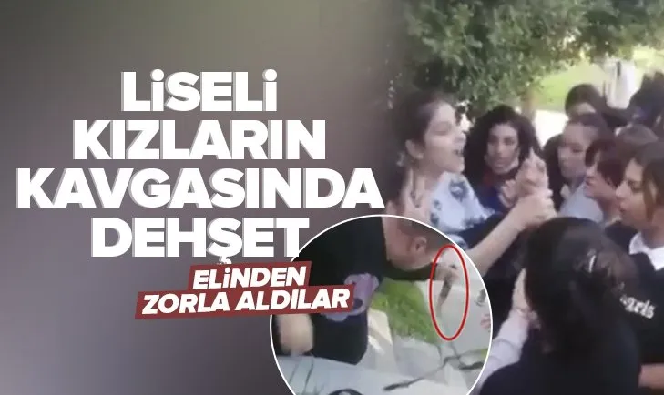 Antalya’da liseli kızların kavgası dehşet saçtı! Elindeki bıçağı zorla aldılar