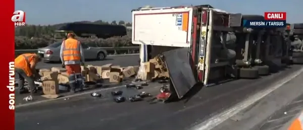 Son dakika: Adana-Mersin yolunda korkunç kaza! TIR otomobilin üzerine devrildi - 2