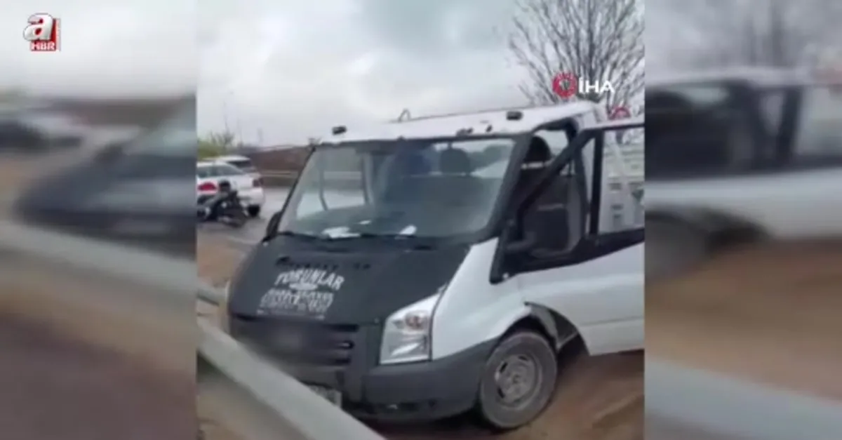 Kontrolden çıkan kamyonet direği devirdi