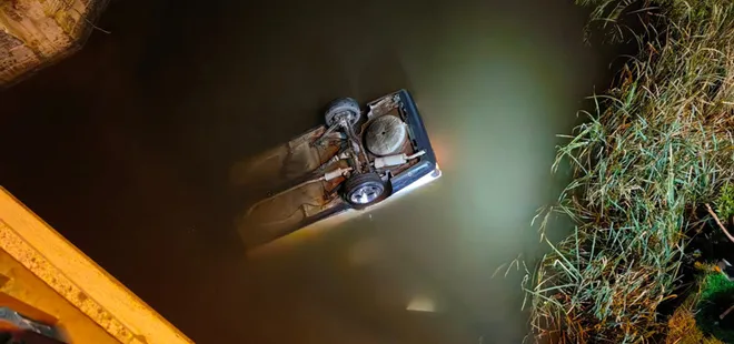 Otomobiliyle Yeşilırmak'a uçtu! Dehşet anı kamerada