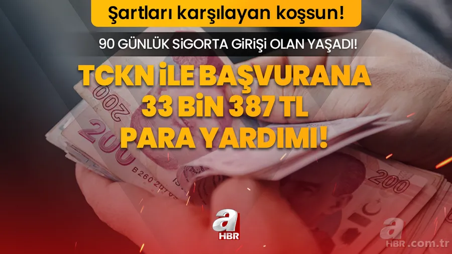 TCKN ile başvurana 33 bin 387 TL para yardımı! 90 günlük sigorta girişi olan yaşadı! Şartları karşılayan koşsun! 1