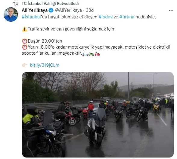 Son dakika: İstanbul'da lodos nedeniyle "motosiklet-scooter" yasağı - 1