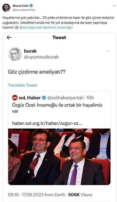 CHP Ankara Milletvekili Murat Emir’den Ekrem İmamoğlu ve Özgür Özel’e olay gönderme!