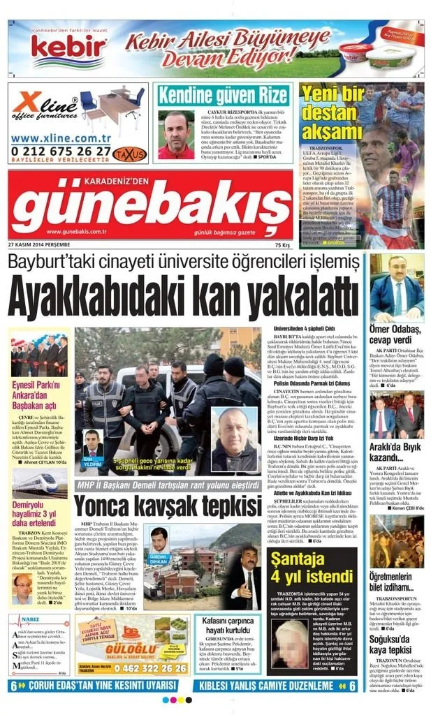 27/11/2014 - Anadolu gazeteleri manşetleri