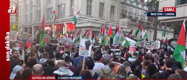 İsrail’e Londra’da tepki: Özgür Filistin! İsrail’i durdurun