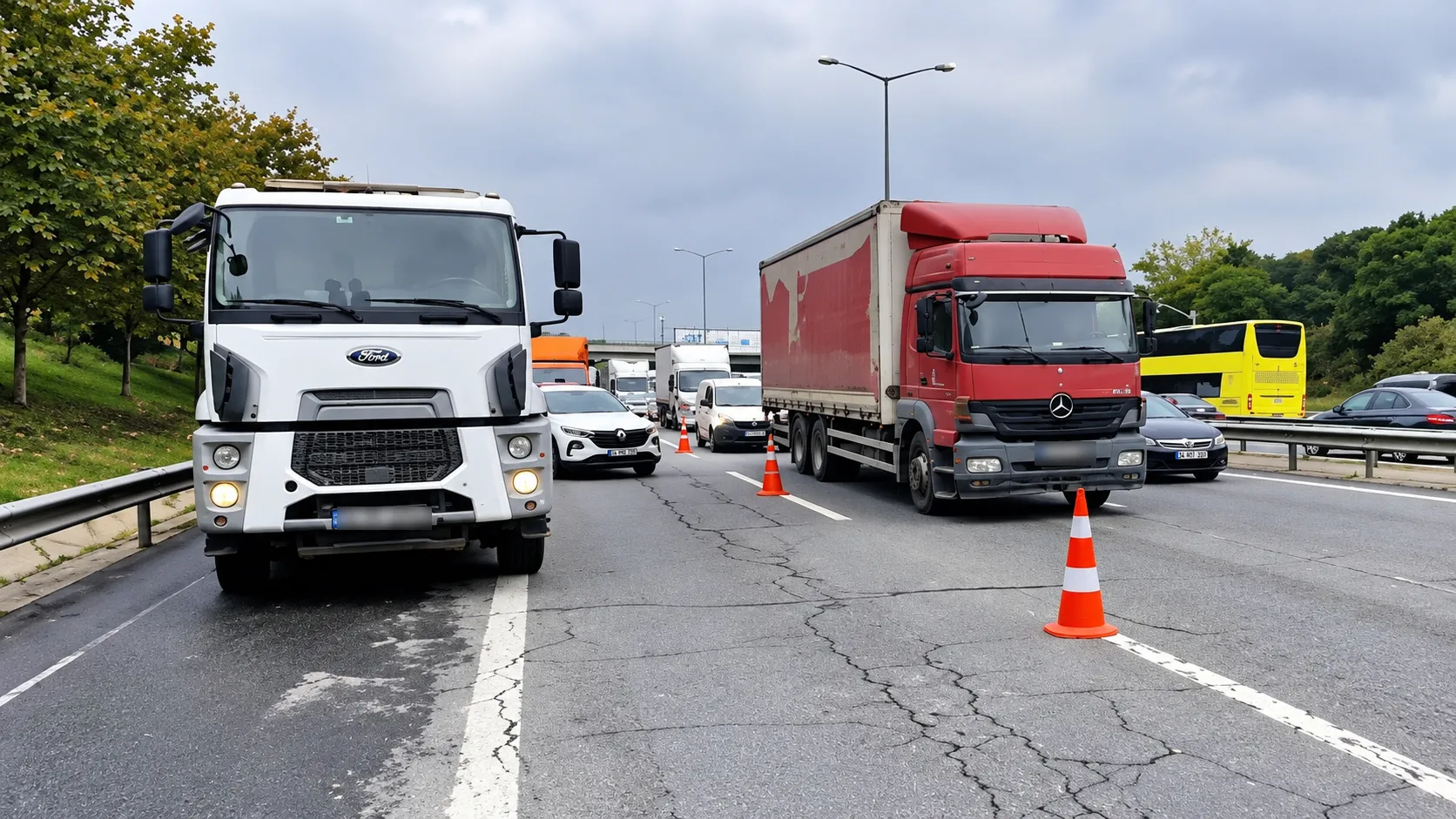 TEM'de trafiği kilitleyen hafriyat krizi! Uzun araç kuyrukları oluştu