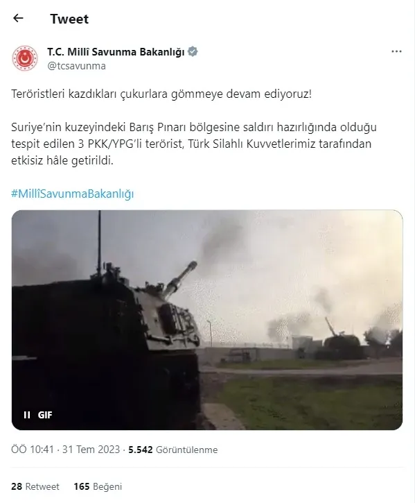 Barış Pınarı bölgesinde 3 terörist etkisiz hale getirildi - 1