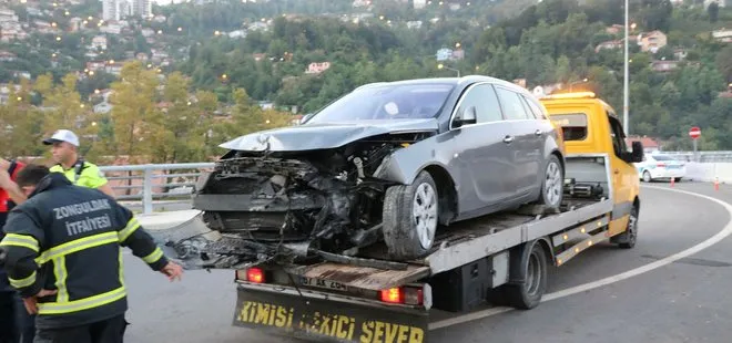 Zonguldak’ta otomobil beton bariyere çarptı