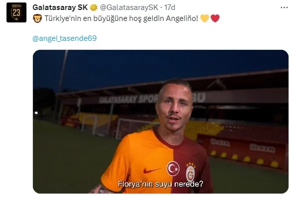 Galatasaray Angelino’yu resmen duyurdu! Esprili sözler: Florya’nın suyu nerede?