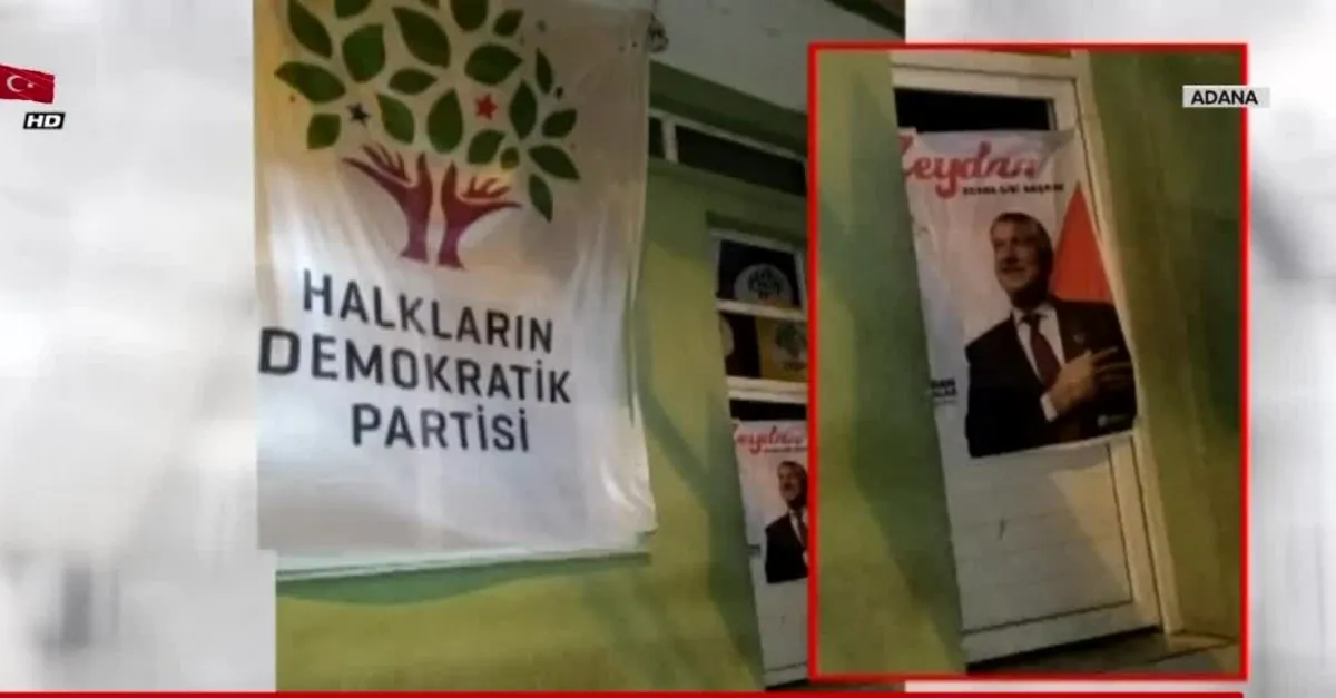 Terör seviciler de onu seviyor! CHP'nin Adana Adayı Zeydan Karalar'ın afişi HDP bürosuna asıldı