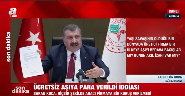 Sağlık Bakanı Fahrettin Koca Kılıçdaroğlu'nun ücretsiz aşıya ödeme iddiasına canlı yayında belgelerle yanıt verdi - 1