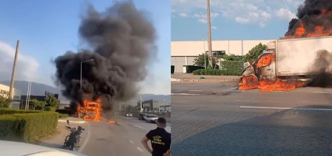 Seyir halindeki kamyonet bir anda alev topuna döndü