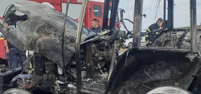 Egzozdan çıkan kıvılcım traktörü kül etti
