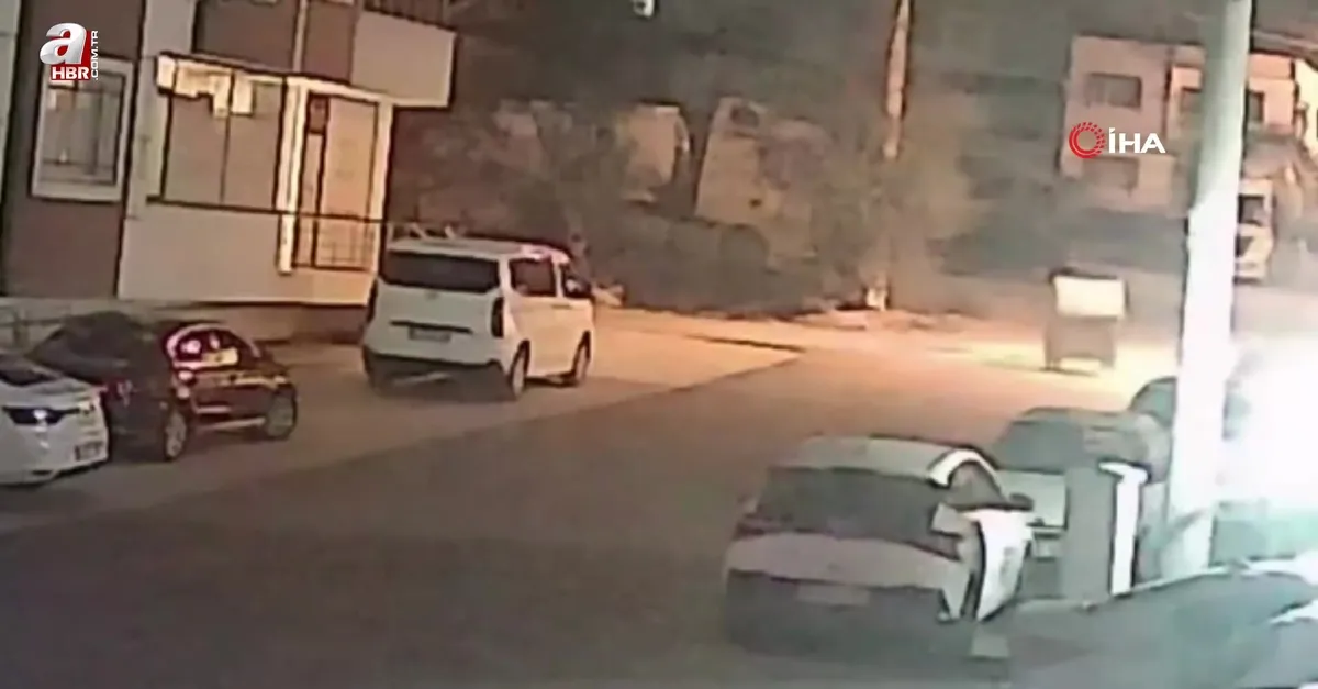 Fırtınada çöp konteyneri böyle sürüklendi