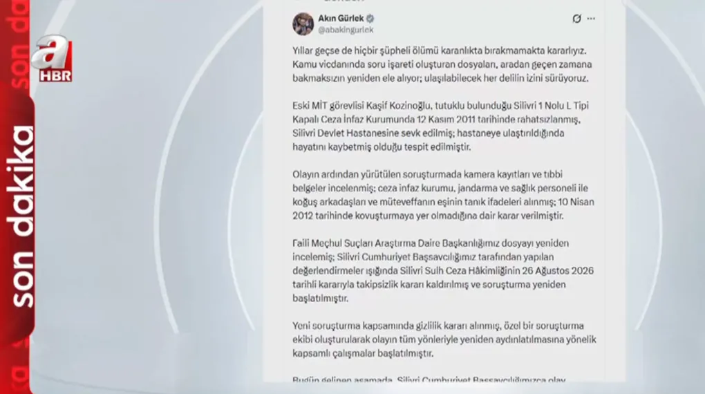 Bakan Gürlek'ten Kaşif Kozinoğlu mesajı