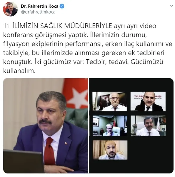 Bakan Fahrettin Koca 11 ilin sağlık müdürü ile görüştü - 1