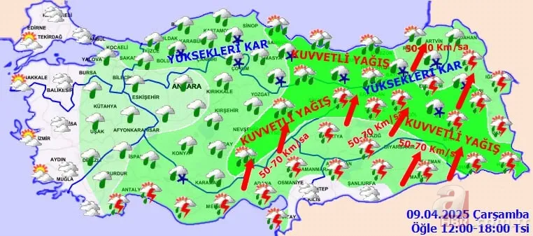 Meteoroloji'den kuvvetli fırtına alarmı | İstanbul dahil o iller tek tek işaretlendi! Günlerce kar ve çamur yağacak 7