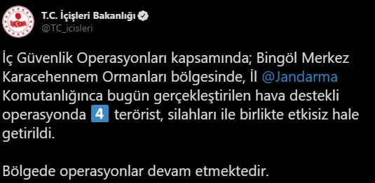 Bingöl'de 4 terörist etkisiz hale getirildi - 1