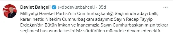 MHP Genel Başkanı Devlet Bahçeli’den seçim ve ortak liste açıklaması