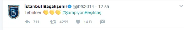 Başakşehir, Beşiktaş'ı tebrik etti - 1