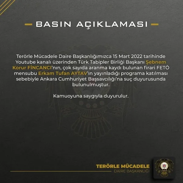 Son dakika | TTB Başkanı Şebnem Korur Fincancı hakkında suç duyurusu! FETÖ firarisi Erkam Tufan Aytam'ın yayınına katılmıştı - 1
