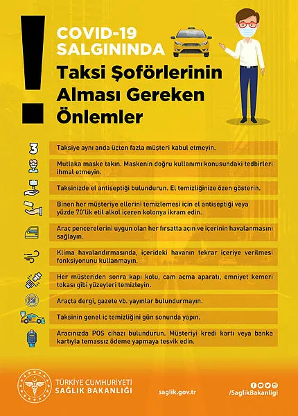 Sağlık Bakanlığından taksi durakları, şoför ve müşteriler için uyarı afişleri yayınlandı - 2