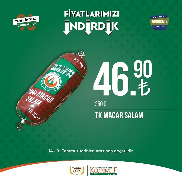 Tarım Kredi Market indirimlerinde son 6 gün! Katalogda yok yok! Çamaşır deterjanı 99.90, Ayçiçek yağı 36.90, Süzme peynir 64.90, zeytin 57.90 TL...