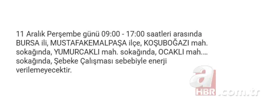 Bursa elektrik kesintisi sorgulama: Elektrikler ne zaman gelecek? 12