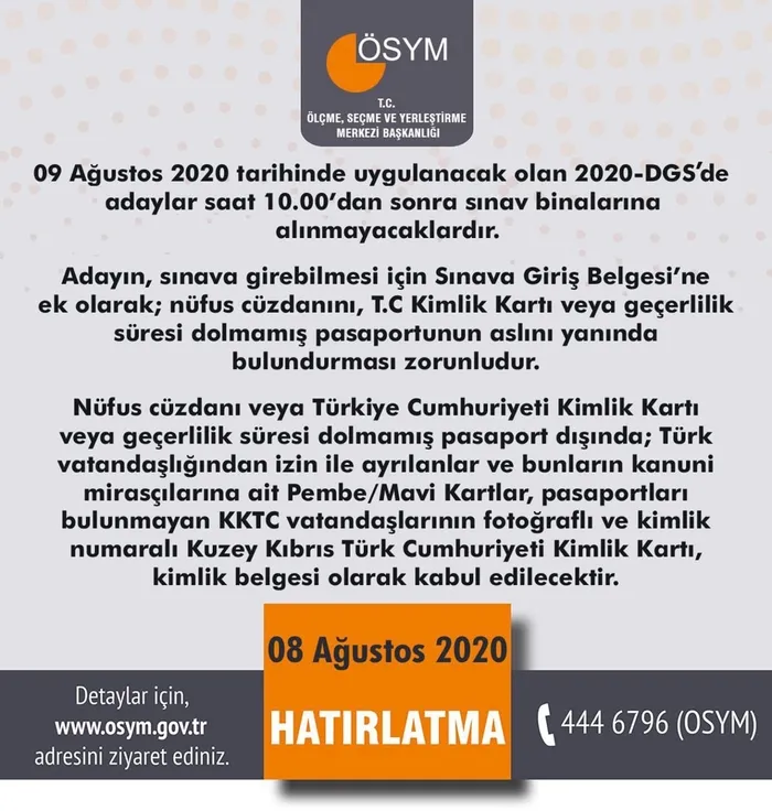 Son dakika: ÖSYM'den DGS adaylarına 'saat' uyarısı - 1