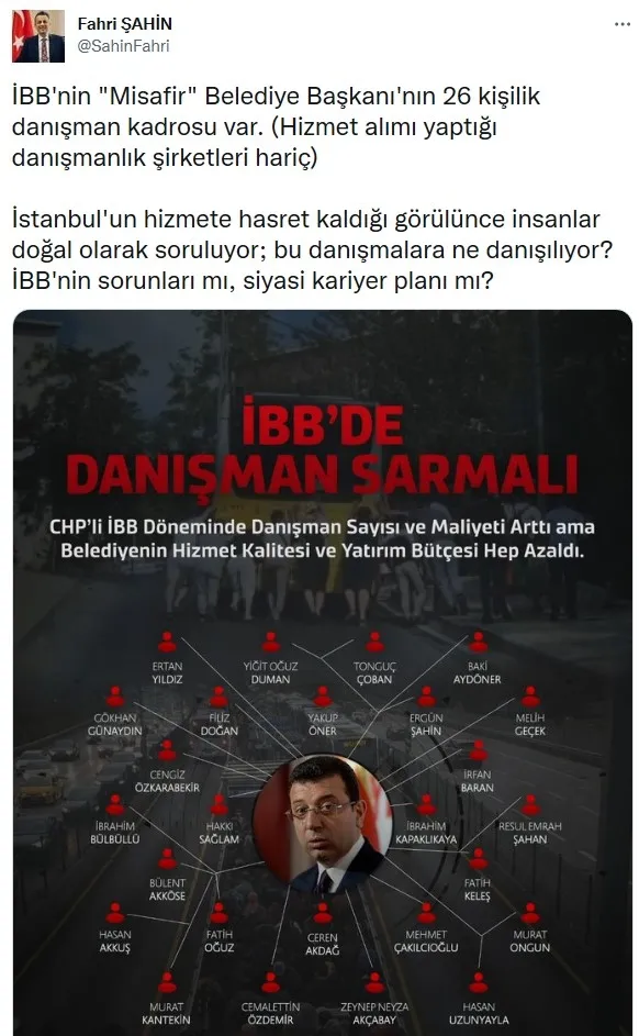 İşte Ekrem İmamoğlu’nun 26 kişilik danışman kadrosu! AK Parti’den İBB’ye soru! Bu danışmalara ne danışılıyor?