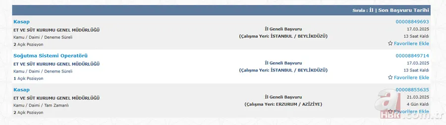 Et ve Süt Kurumu İstanbul'da KPSS şartsız alım yapıyor! Şartlar ve İŞKUR başvuru ekranı... 3