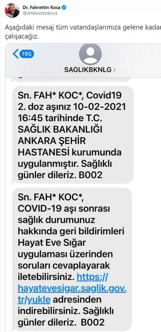 Sağlık Bakanı Fahrettin Koca’dan Kovid-19 aşısı açıklaması