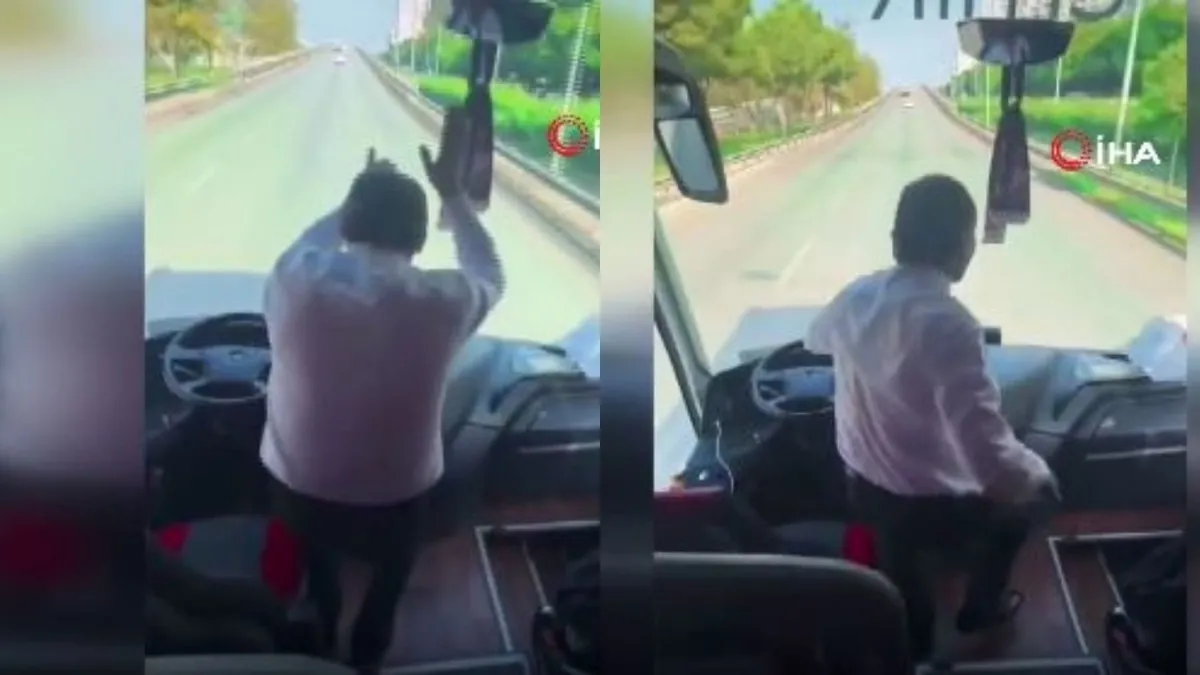 Taraftar otobüsü şoförü direksiyonu bırakıp oynadı