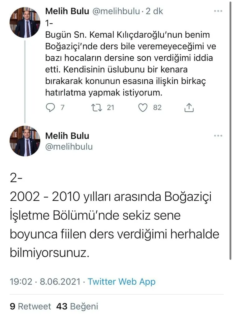 Boğaziçi Rektörü Prof. Dr. Melih Bulu’dan Kılıçdaroğlu’na yanıt