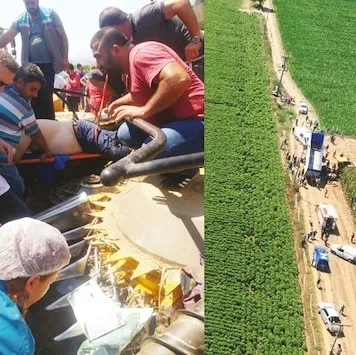 Bacaklarını biçerdövere kaptıran tarım işçisi tarlada ameliyat edildi - 2