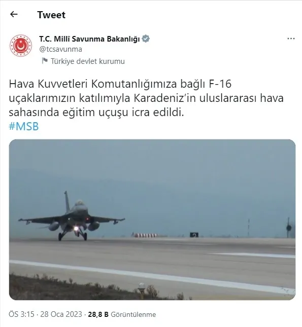 MSB, F-16'ların eğitim uçuşunu paylaştı - 1