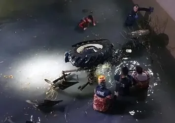 Kontrolden çıkan traktör havuza düştü! 1 ölü