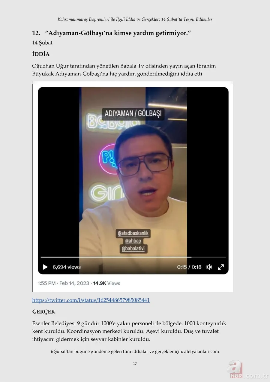 Kahramanmaraş depremi sonrası korkunç yalanlar! Muhalefet ve sosyal medyanın provokasyonu çürütüldü 20