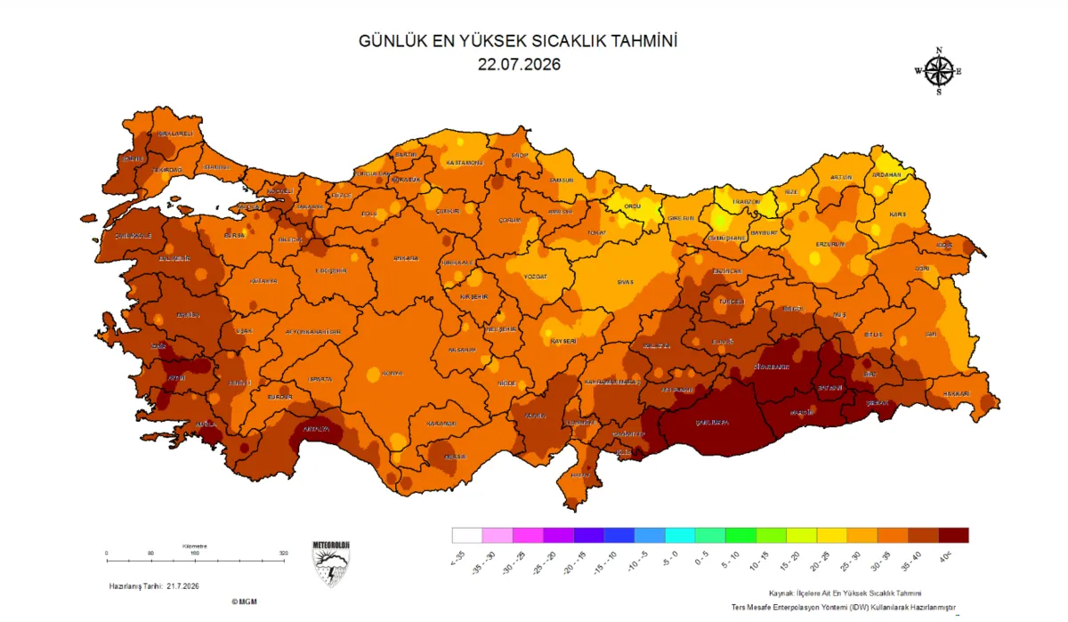 Akdeniz ve Güneydoğu'da bunaltıcı sıcaklar yeniden başlayacak. (Görsel: MGM)