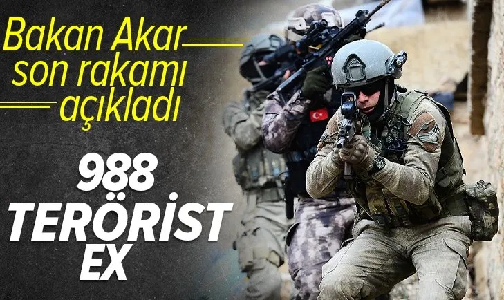 Son dakika | Milli Savunma Bakanı Hulusi Akar: 988 terörist etkisiz hale getirildi