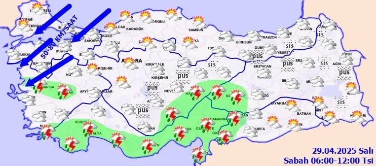 TÜRKİYE GENELİNDE YAĞIŞ VE FIRTINA ALARMI